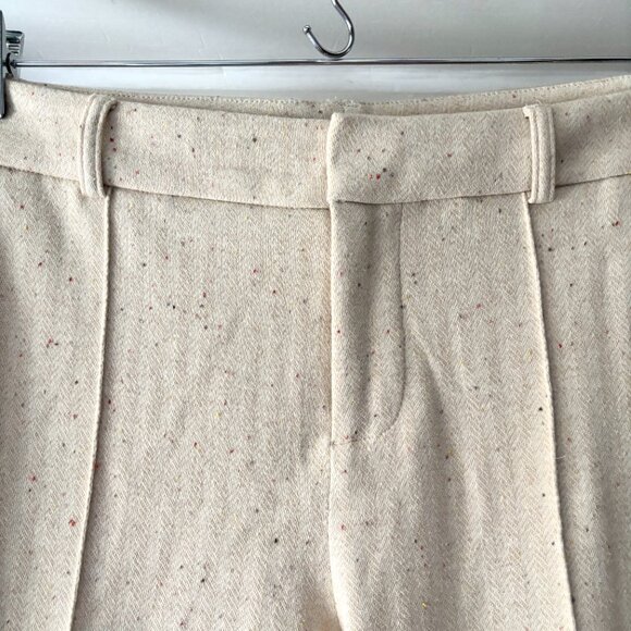 ecru Straight Leg Speckled Suit Pants Ankle Cream Size 8 - Picture 4 of 13